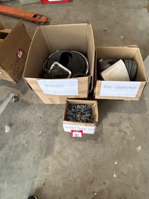 Quantity of Dektites, Assorted Flexi Connectors & Unistrut Chanel Nuts