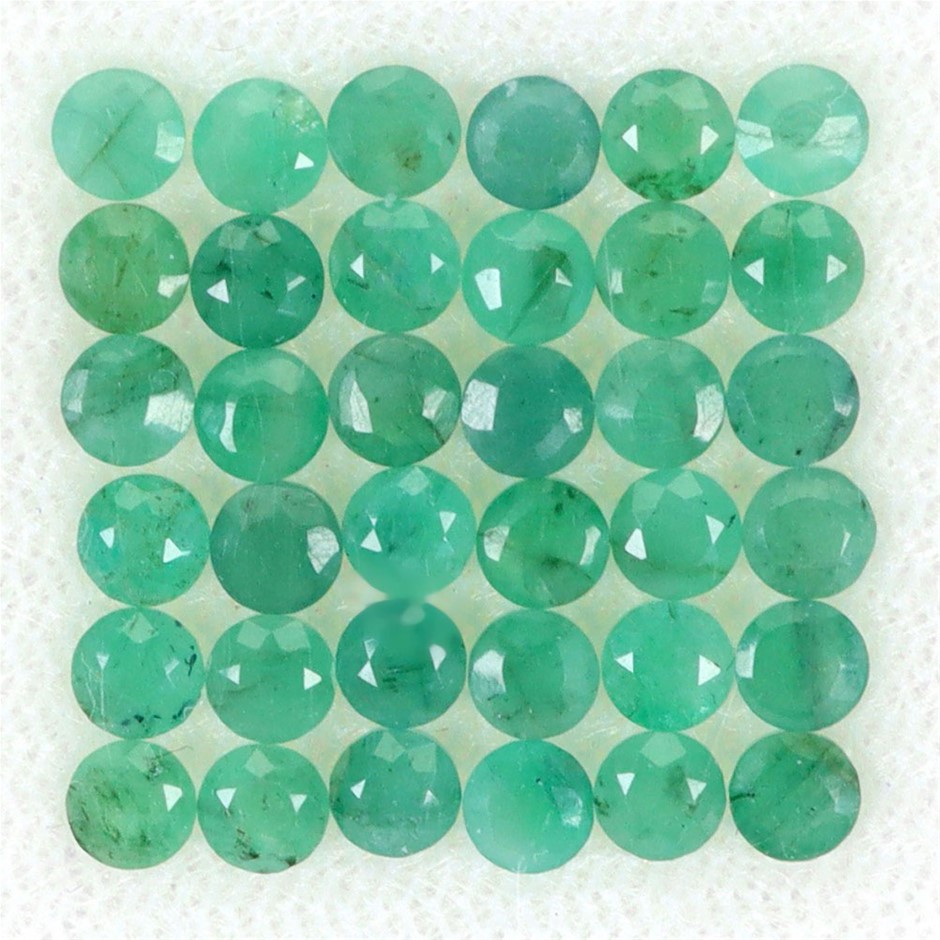 4.28ct Round Facet Cut Green Emerald Gemstones - 36Pcs
