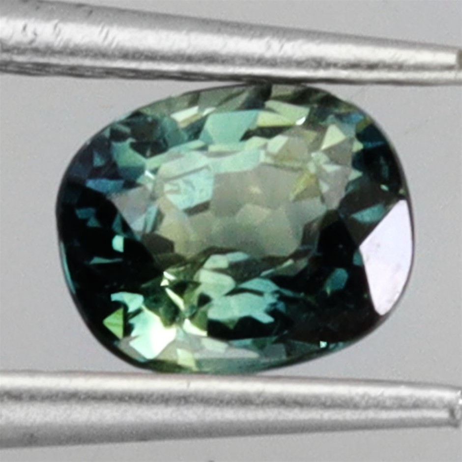 0.75ct Oval Facet Cut Bluish Green Sapphire Gemstone - 1Pc
