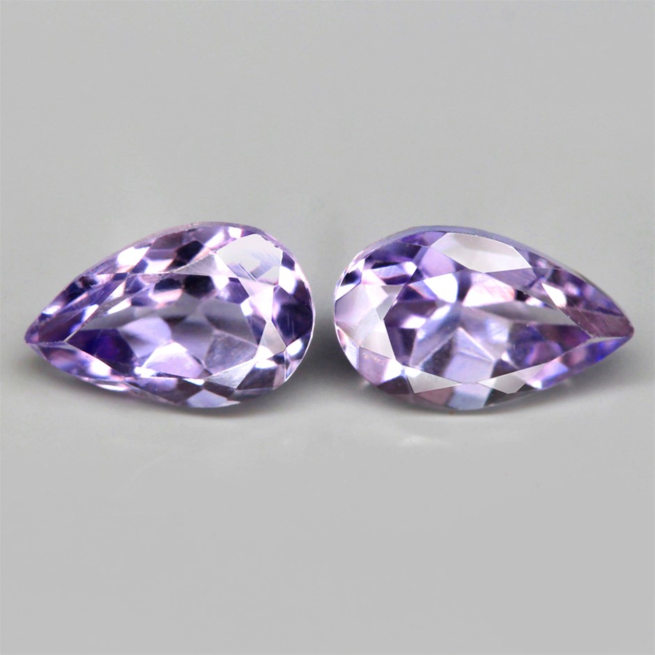1.47ct Pear Facet Cut Purple Amethyst Gemstone - 2Pcs