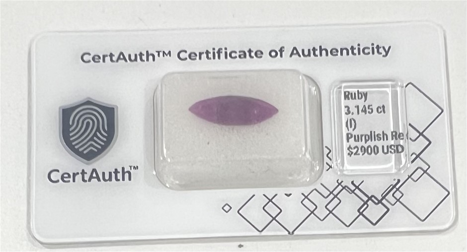 3.145 carat purplish red ruby certified usd $2,900