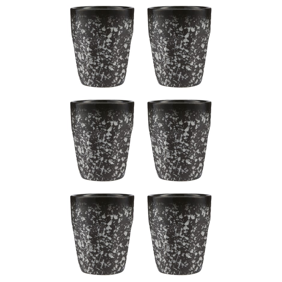 MAXWELL & WILLIAMS Set of 6 Caviar Granite Latte Cup, 250ml. NB: 1x cup has