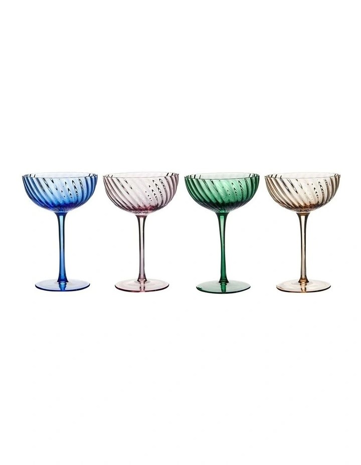 SALT&PEPPER Set of 4 Layla Cocktail Glass, 225ml, Multi. NB: 1x glass missi