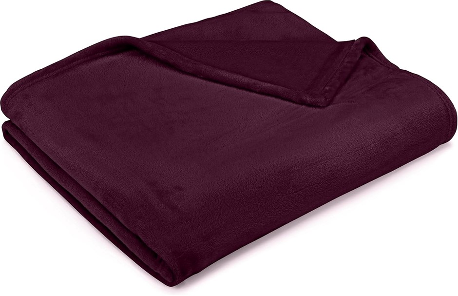 AMAZON BASICS Soft Plush Banklet, Size: 168 x 229cm, Colour: Aubergine.