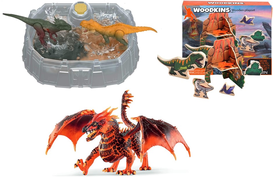 3 x Assorted Dinosaur Toys, Comprising: 1 x MATTEL Jurassic World Battle Pa