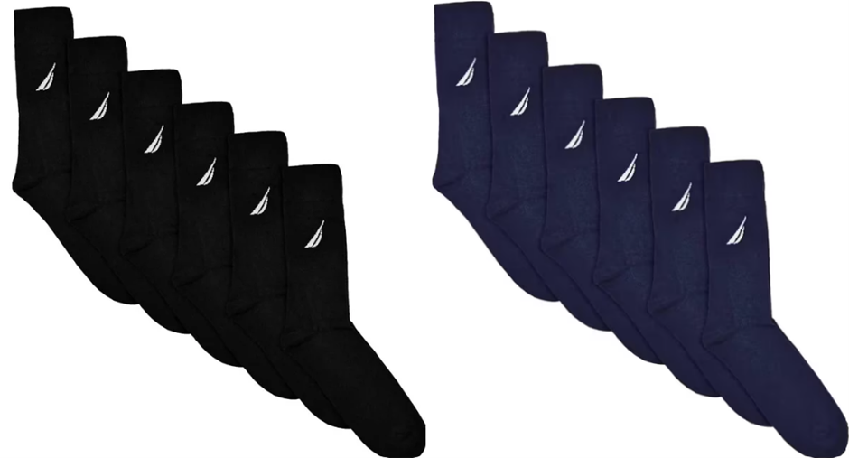 2x 6 Pairs NAUTICA Men's Dress Socks, Size US 7-12 / EU 41-46, Cotton, Blac