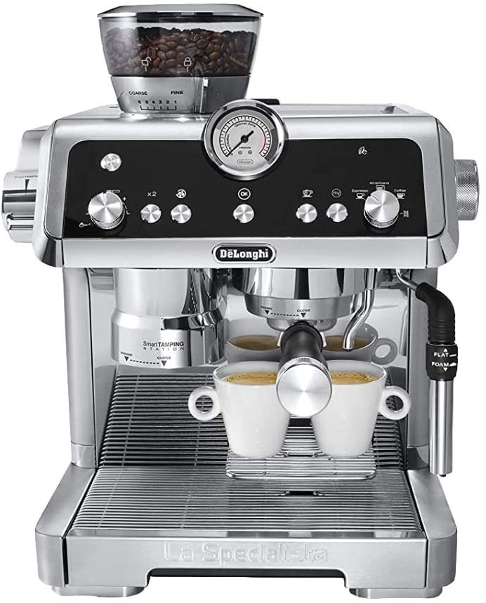 DELONGHI Espresso Coffee Machine Model EC9335M, Coffee Grinding and Tamping