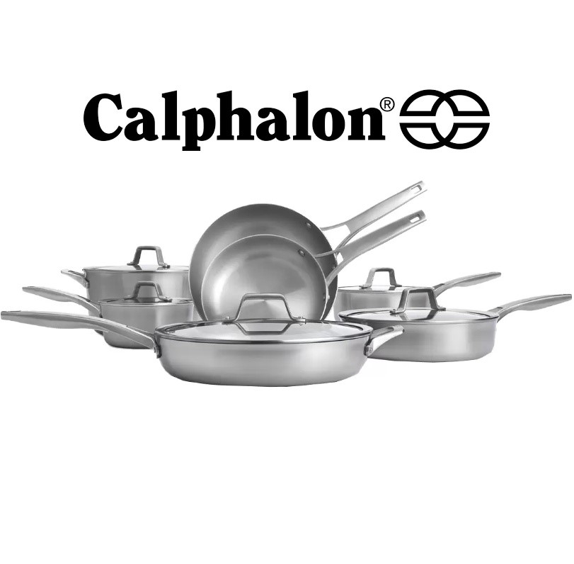 CALPHALON Premier Stainless Steel Cookware Set 12 Pieces. NB: only 2 small