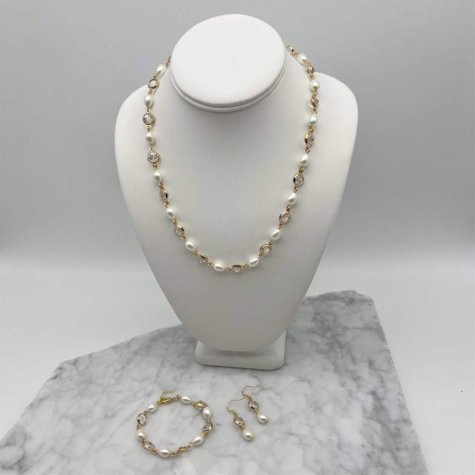 Teardrop Glass Pearls & Facet Links Jewellery Jewellery Set