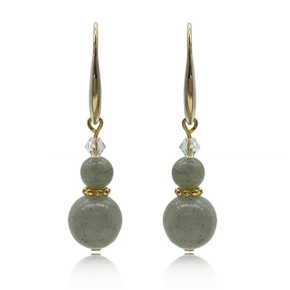 Labradorite Gemstones & Swarovski® Crystal Earrings
