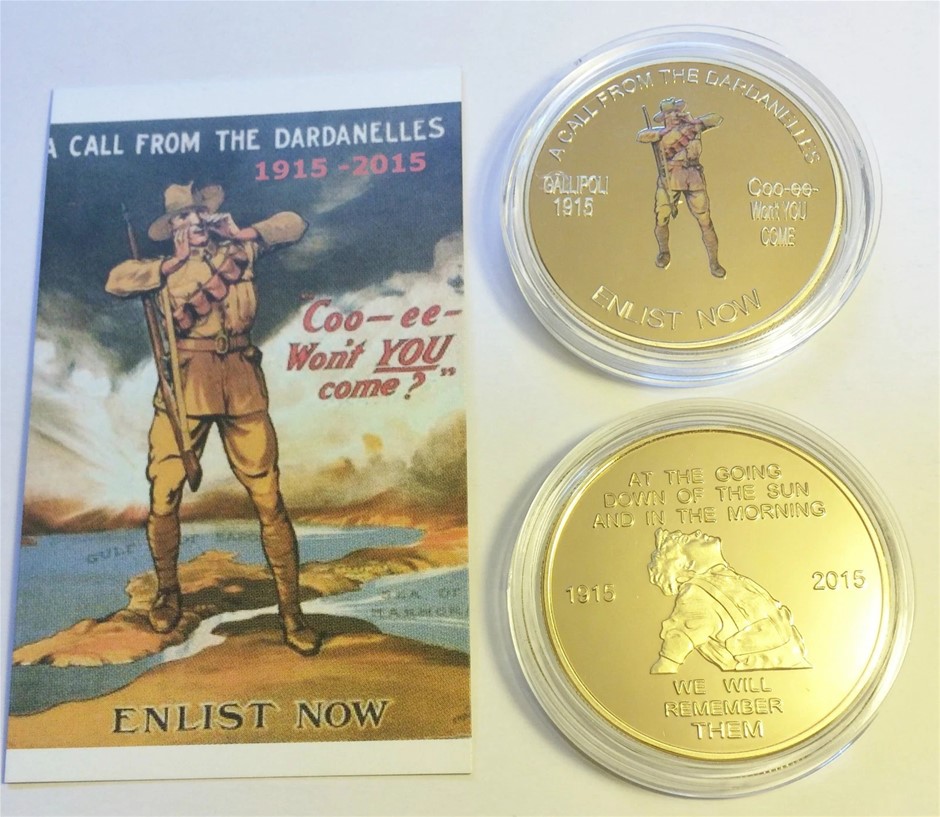NEW 2015 GALLIPOLI "COO-EE" 1 Oz COIN C.O.A LTD 1,000 Finished 999 24k Gold
