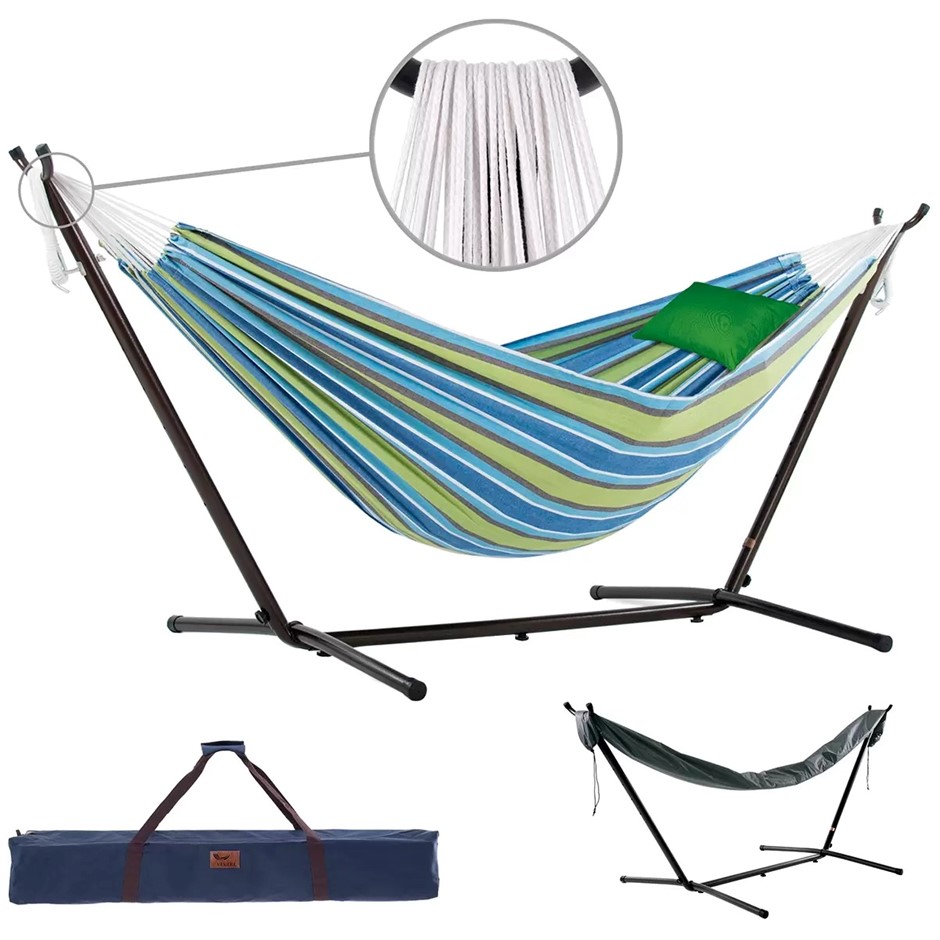 Vivere 2.7M Cotton Hammock Bundle, Oasis, BUN5GA-24.