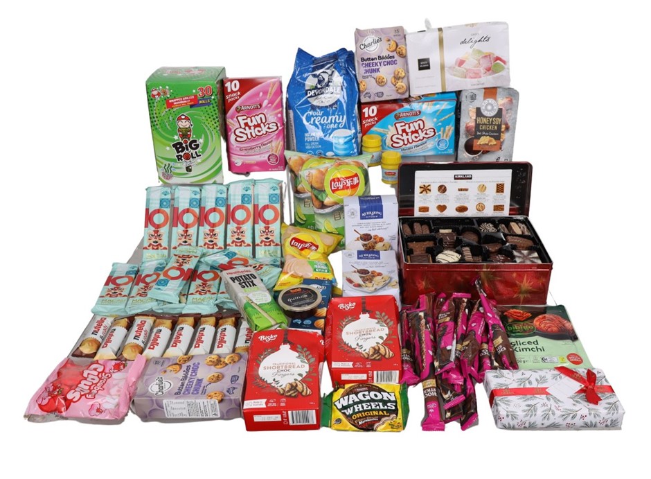 Assorted Food Products, Incl: LAYS, NUTELLA & More. NB: Some have damaged p