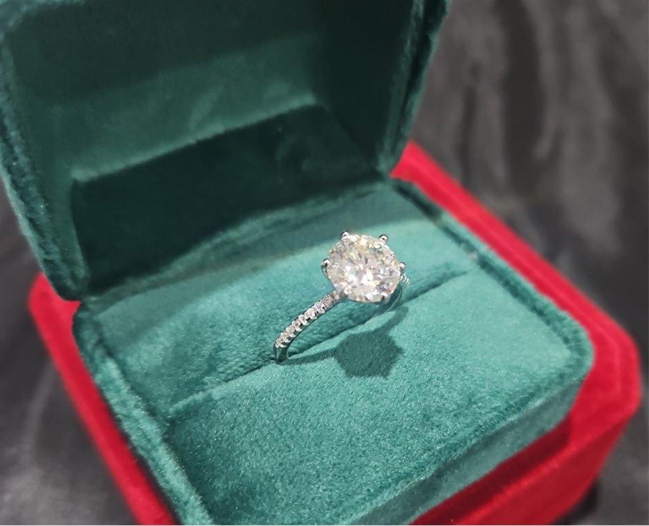 3.0ct GRA  Moissanite white  Brilliant Cut stone Ring-S925-9 US