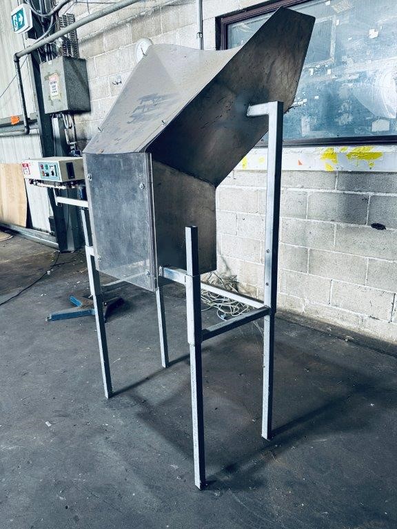 Fabricated Stainless Steel And Perpex Chute On Metal Stand