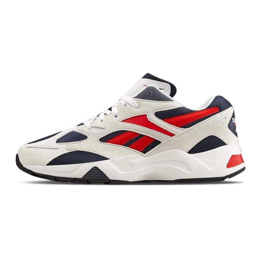 REEBOK Men's Aztrek 96 Running Shoes, Size US9.5, White/Hernvy/Prired. NB: