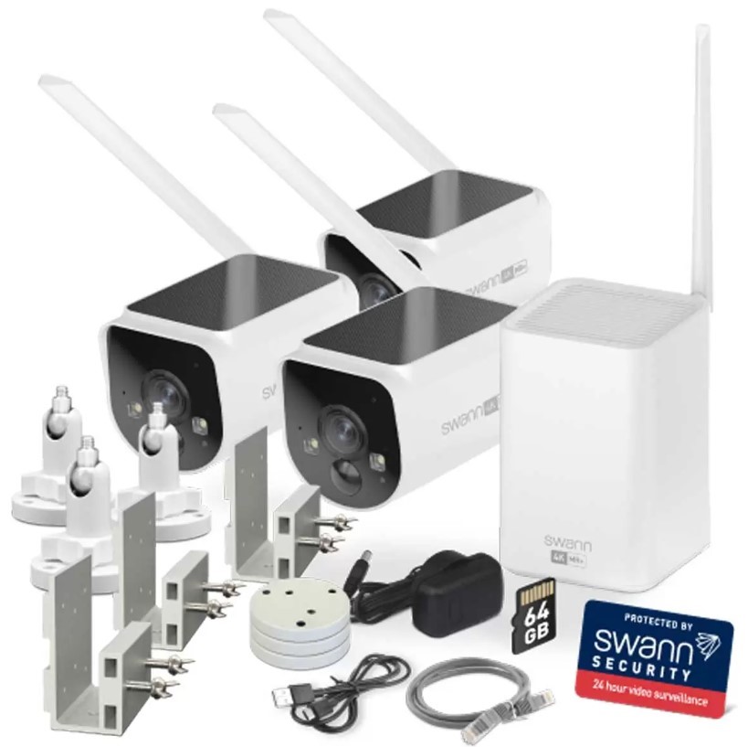SWANN MaxRanger4K Solar 3 Camera Security System SWNVK-MR4KSD3GM. NB: Minor