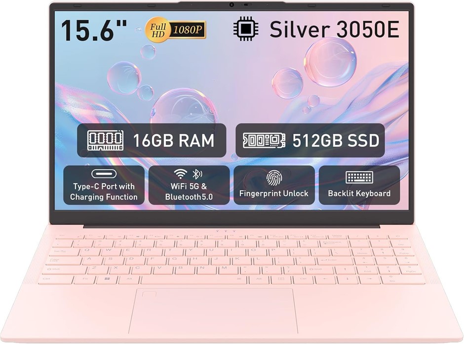 Auusda 15.6" FHD Laptop for Work, Student and Entertainment, 16GB Dual RAM