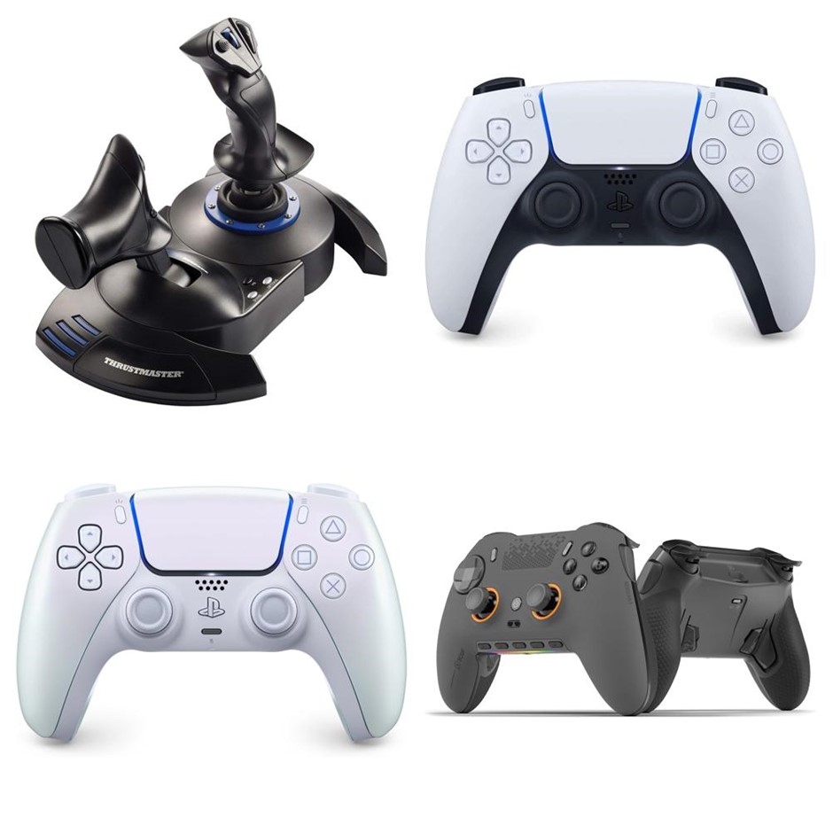 4 x Assorted Controllers. 1 x THRUSTMASTER T.Flight HOTAS 4. 1 x PLAYSTATIO