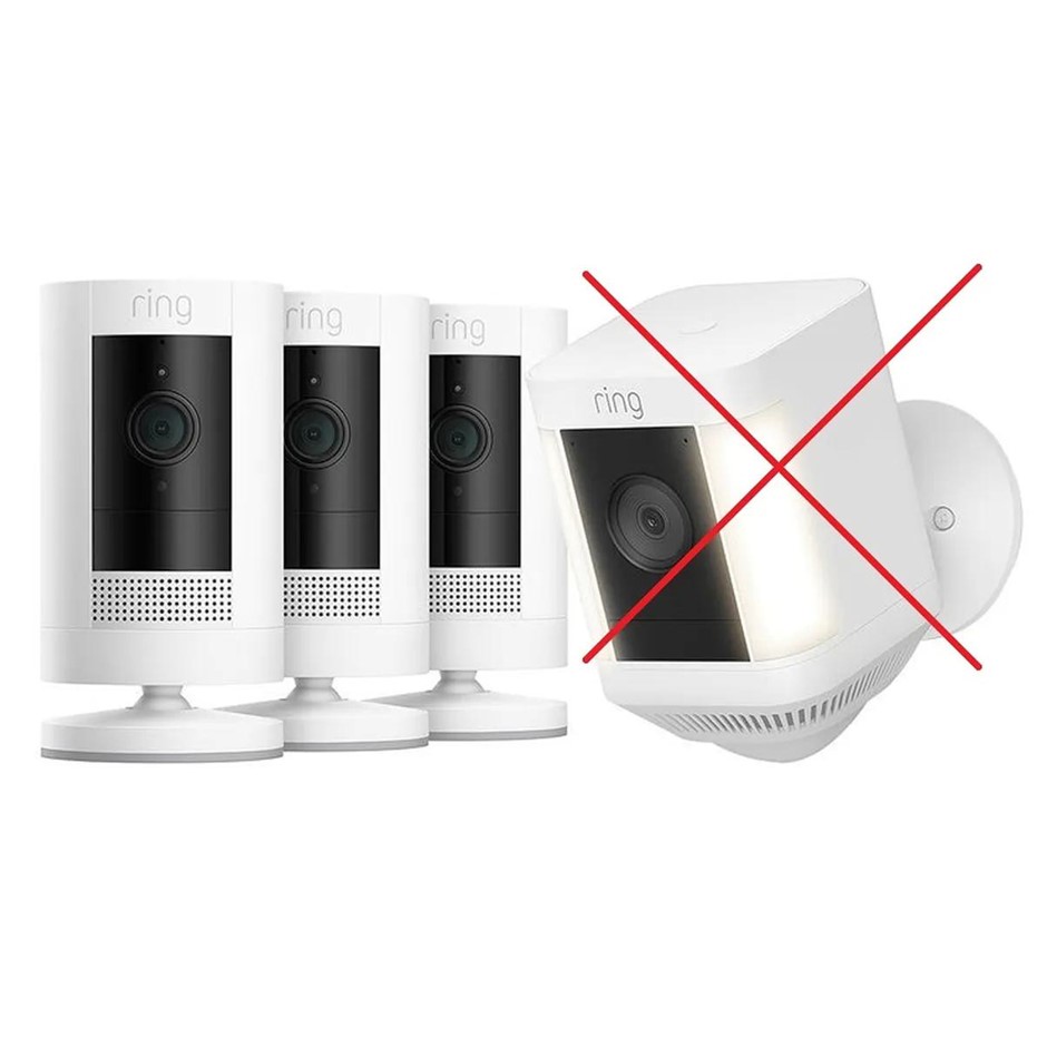 Ring Stick Up Cam Battery 3 Pack White + Spotlight Cam Plus Battery White N