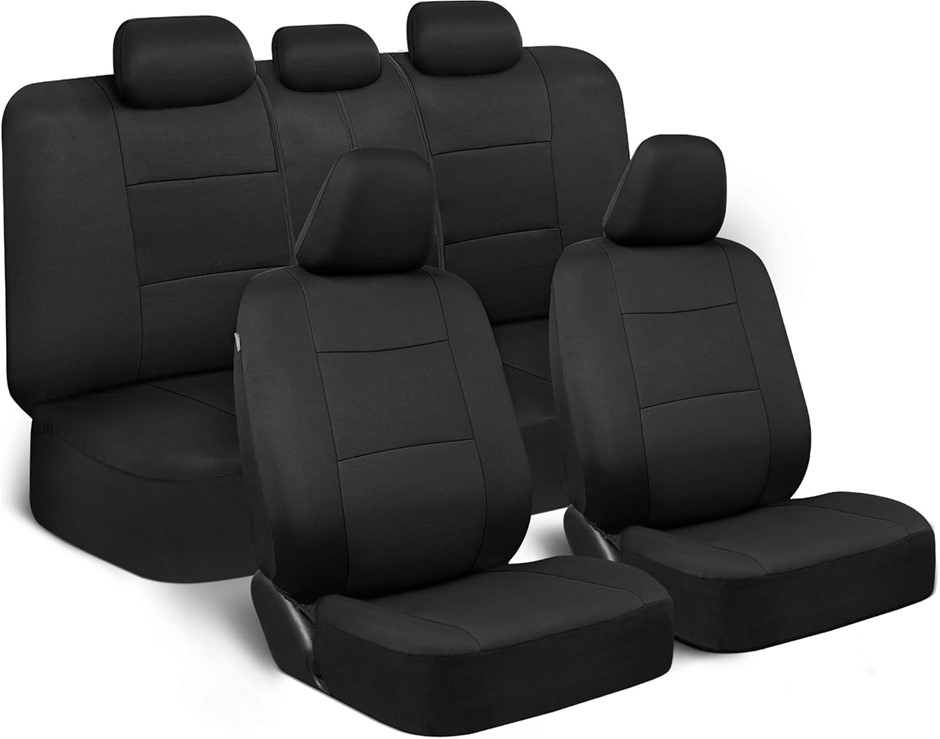 BDK PolyPro Seat Covers Full Set in Solid Black – Front and Rear Split Benc