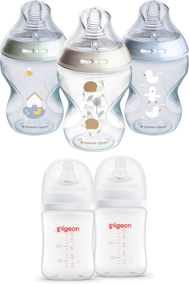 BUNDLE: TOMMEE TIPPEE Anti-Colic Baby Bottles (3-Pack, 260 ml) + Pigeon Sof