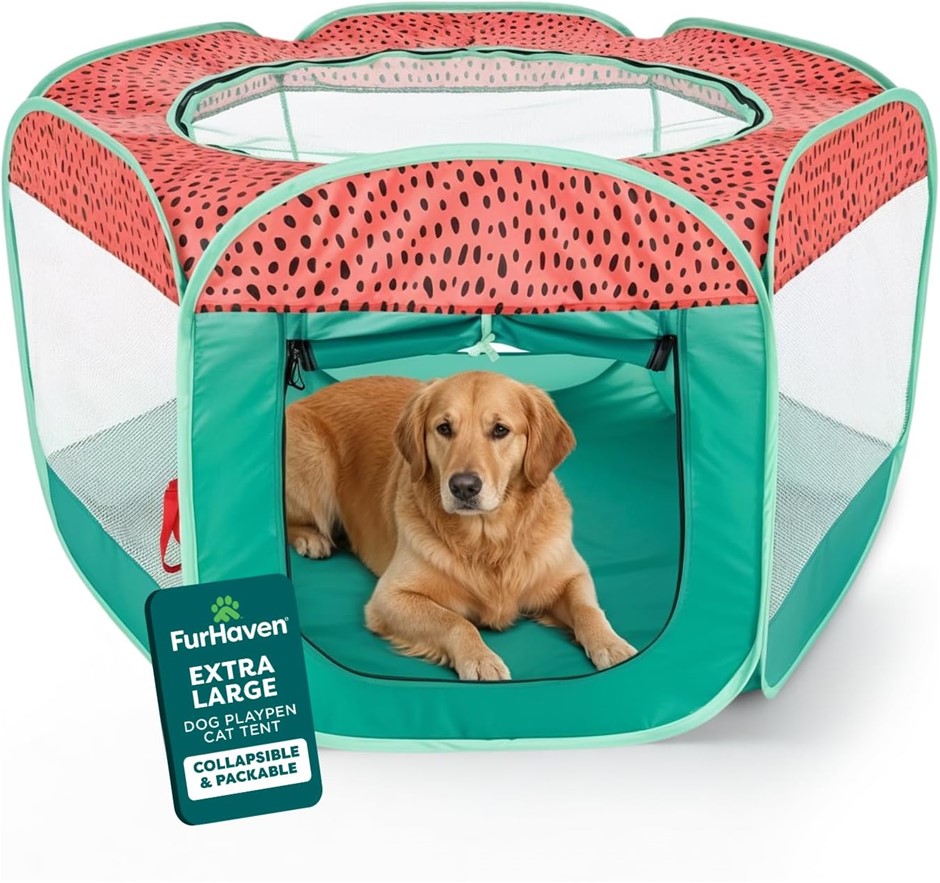FURHAVEN Portable Dog Playpen Cat Tent, Pet Playground, Foldable, Indoor/Ou