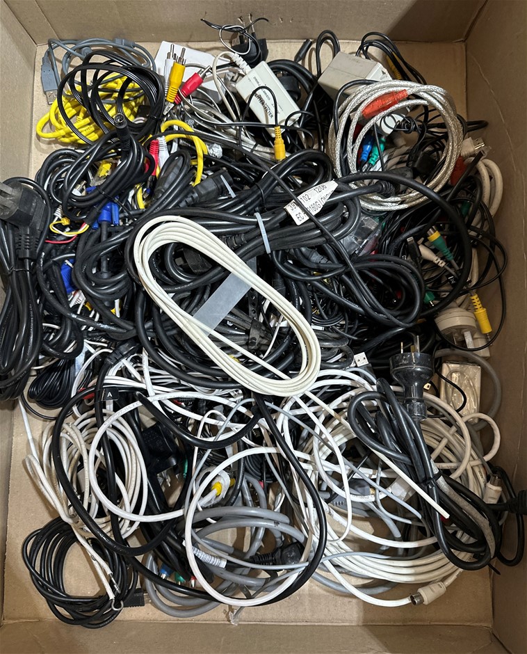 Mixed TV Adapters & Cables Bundle – HDMI, DVD Jacks, AUX, AV & Power Cords,