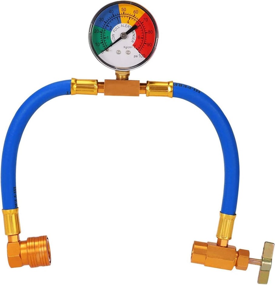 R134A Car AC Refrigerant Charge Hose Kit Recharge Hose with Gauge,A/C 1/2 R