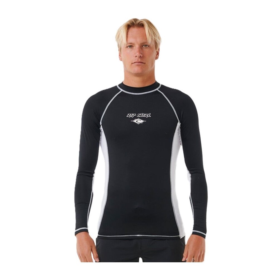 RIP CURL Men's Fade Out UV Long Sleeves Rash Vest, Size M, Black/White. RRP