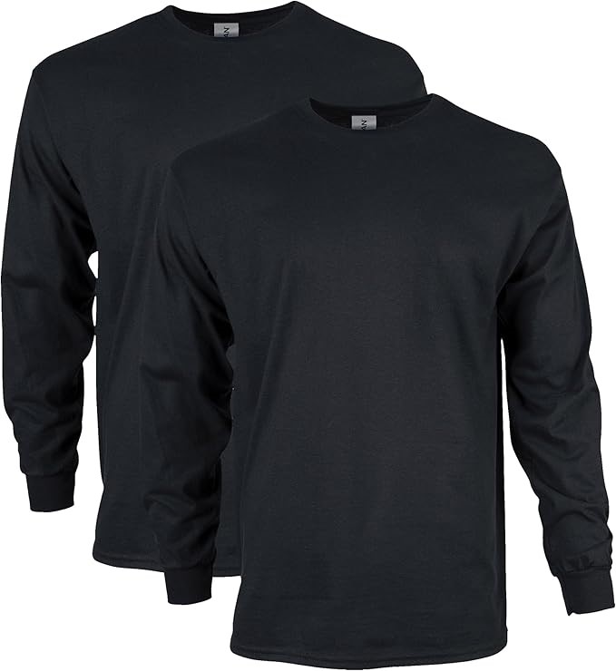 GILDAN Men's Long Sleeves T-Shirt, Size L, Black. Buyers Note - Discount F