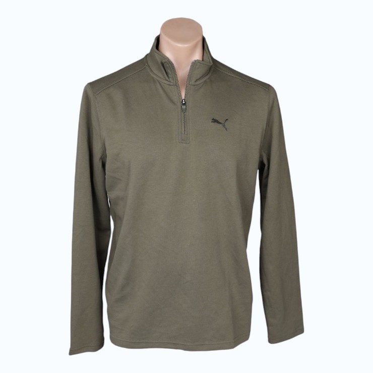 PUMA ESS Elevated Half Zip, Size L, 55% Cotton, Loden Green (04), 212233.