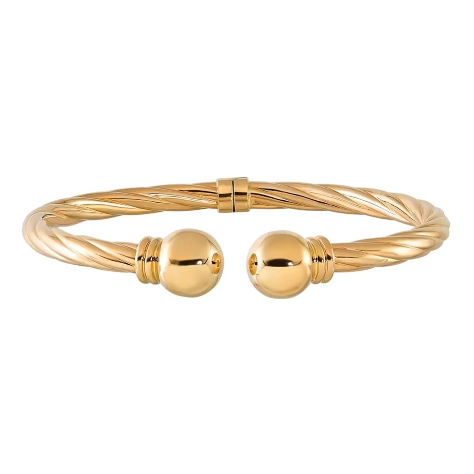 14 KT Yellow Rolled Gold Bangle Bracelet With Hinge in Middle. RRP: $954. N