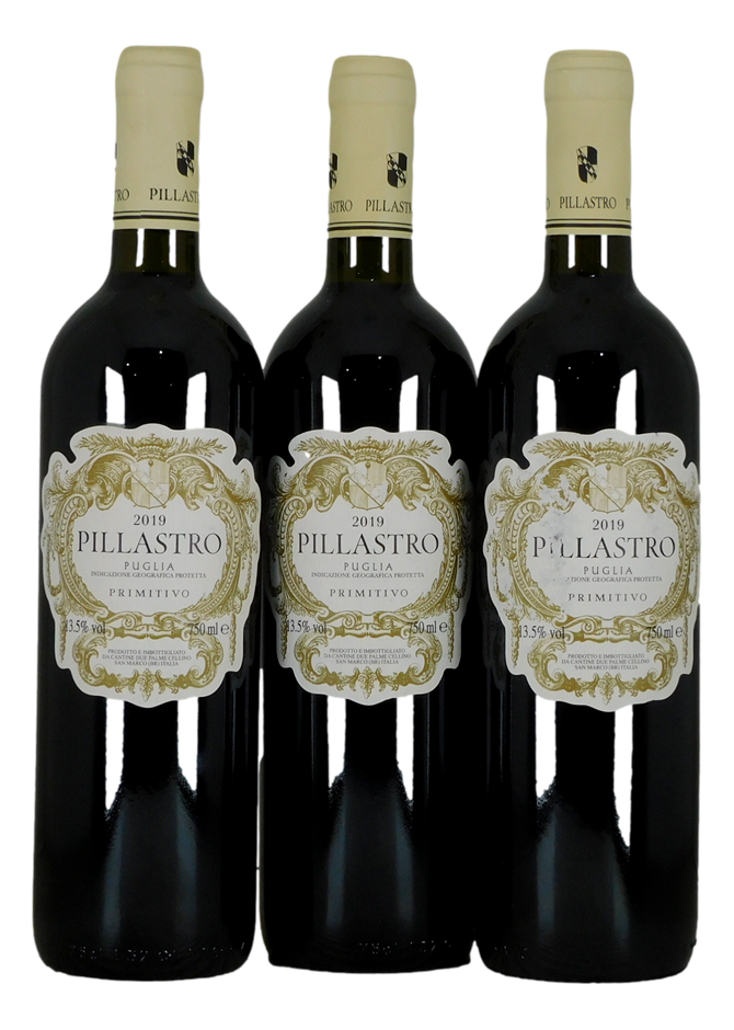 Cantine Due Palme Primitivo Pillastro Puglia IGT 2019 (3x 750mL)