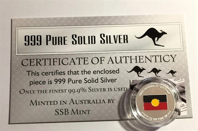 Aboriginal Flag, 1/10th Oz (Approx.) 999 Solid Silver Bullion Coin, C.O.A