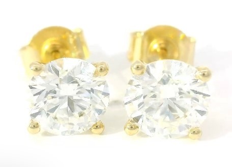 4 Carats Diamond Earrings in 18 ct Yellow Gold of 4.60 gram gold with IGI