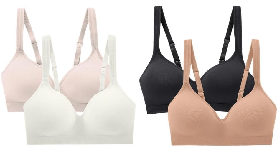 2X 2-Pack CAROLE HOCHMAN Seamless Comfort Bra, Size M, Cloud/Pink AND Black