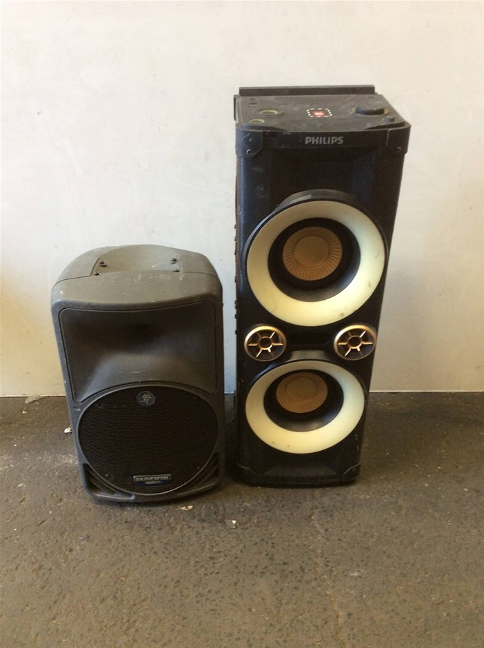 Mackie SRM350 Active PA Speaker + Philips Party Speaker (Lot of 2)