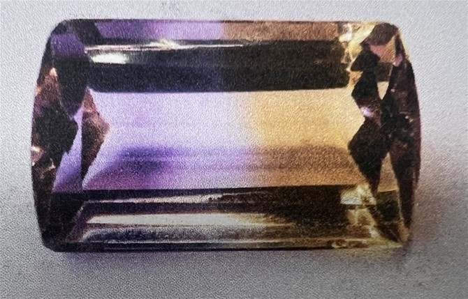 13.56 carat rectangular 2 tone natural Amertrine rare