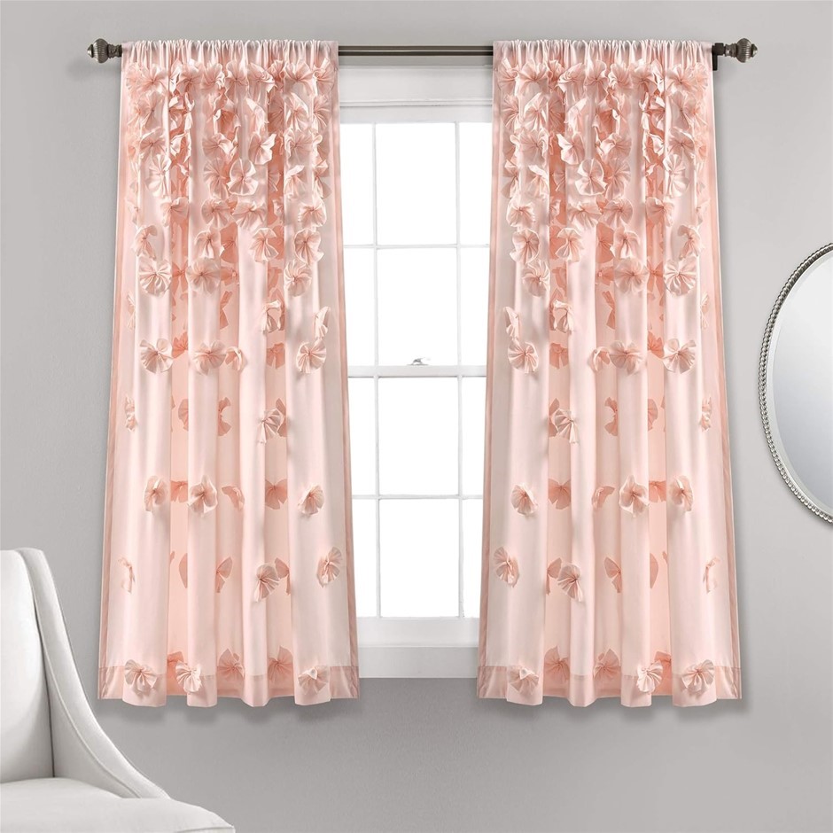 2 X LUSH DECOR Riley Light Filtering Window Curtain Panel, Single 54" W x 6