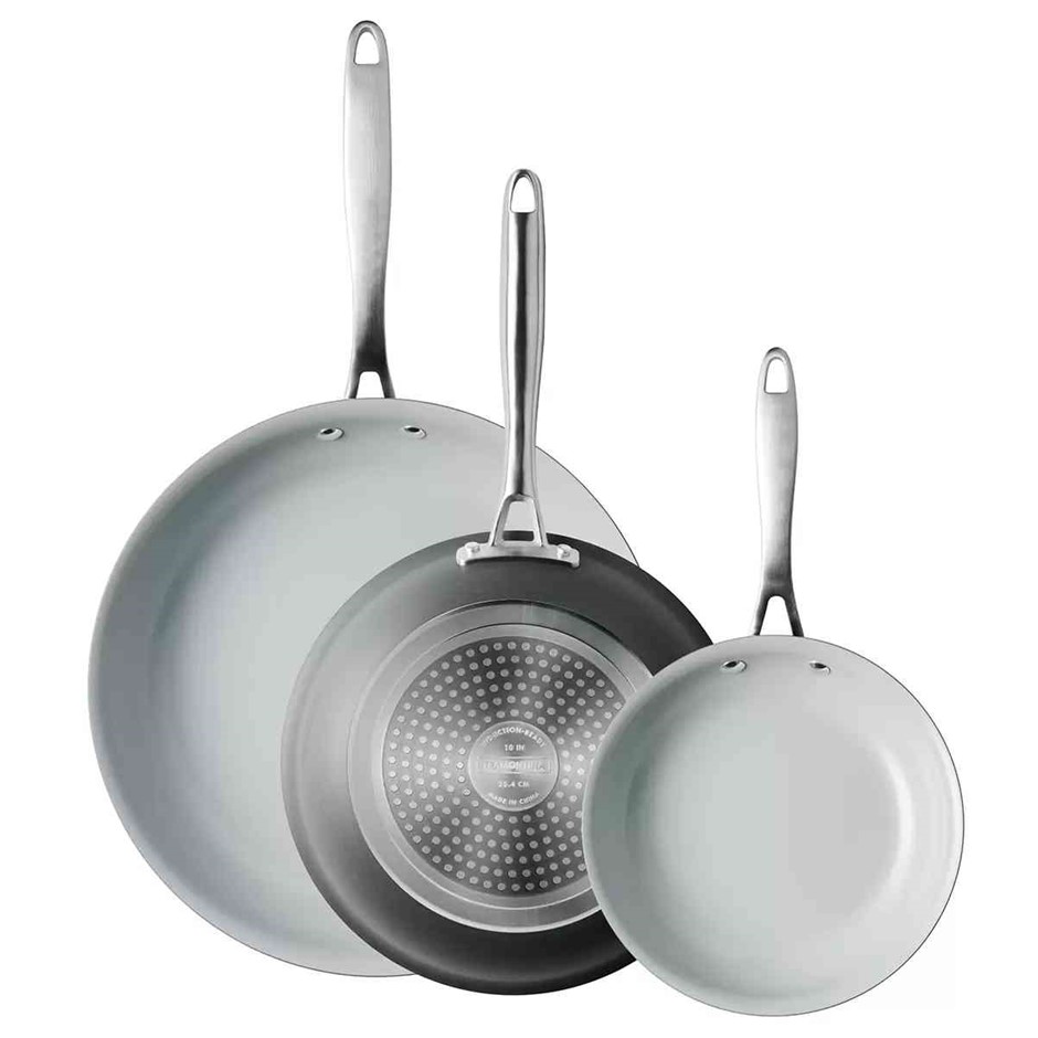 TRAMONTINA 3 Pack Hard Anodized Skillets Ceramic Non-Stick Interior. 8 in,