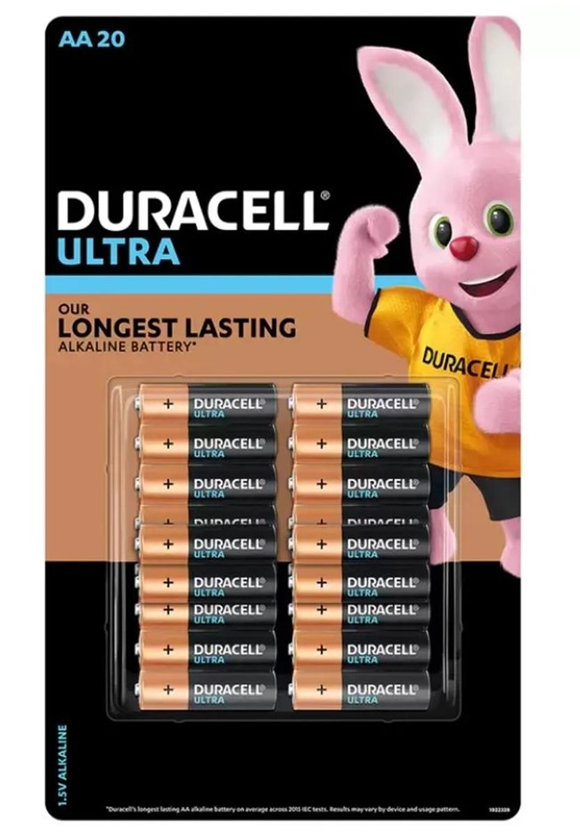 Duracell Ultra AA Batteries 20 Pack. NB: opened packaging.