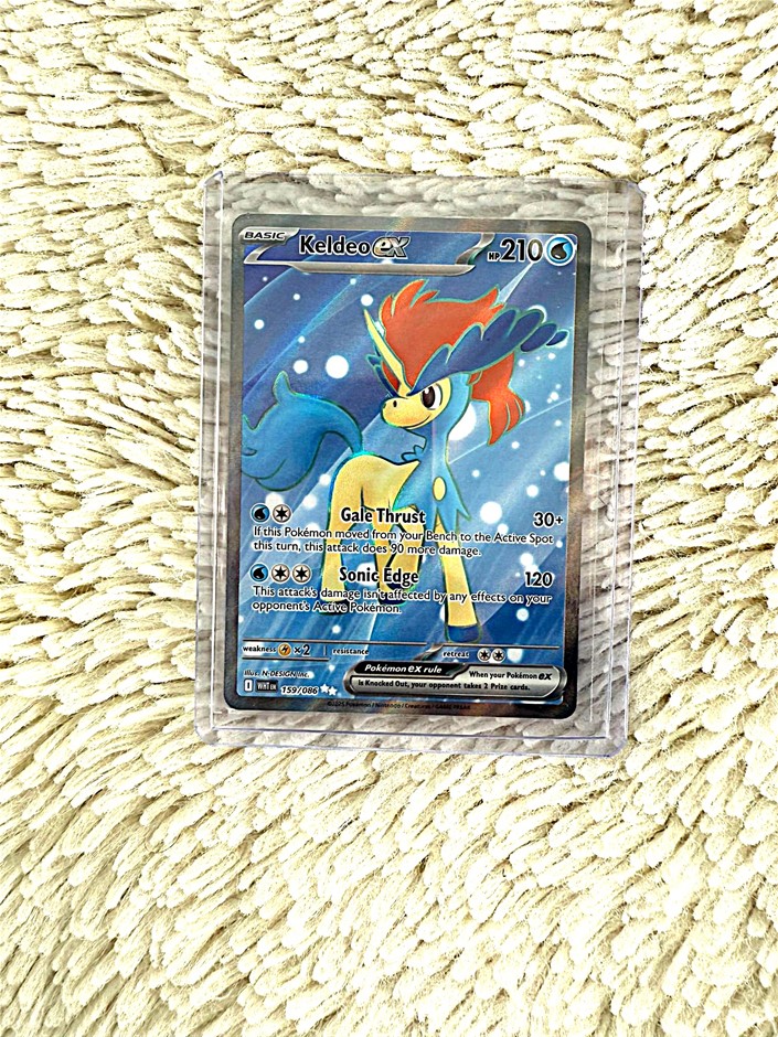 Keldeo ex water-type modern Pokémon card.