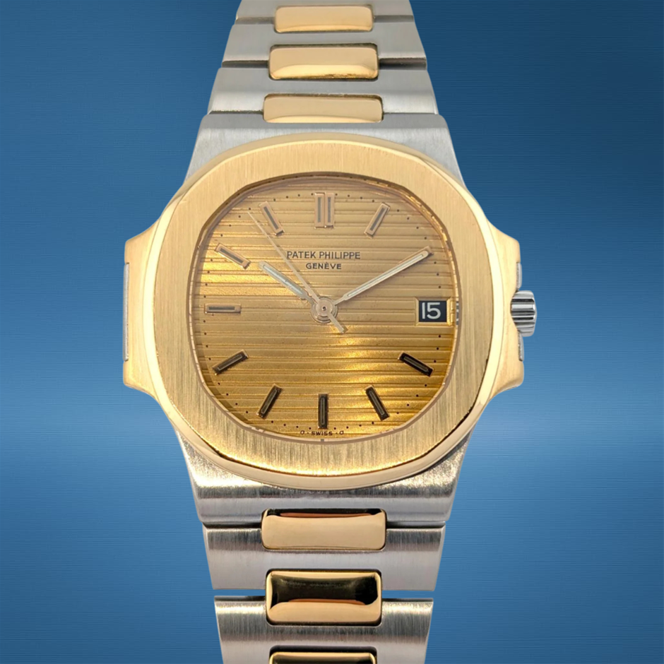 PATEK PHILIPPE NAUTILUS 37.5MM YELLOW ROLESOR 3800 AUTOMATIC BXO & COA