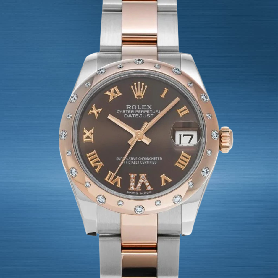 ROLEX DATEJUST 31 31MM EVEROSE ROLESOR 178341 AUTOMATIC WXO & COA