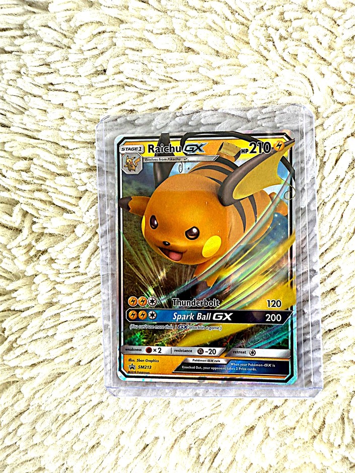 Raichu GX promo holographic electric Pokémon card.