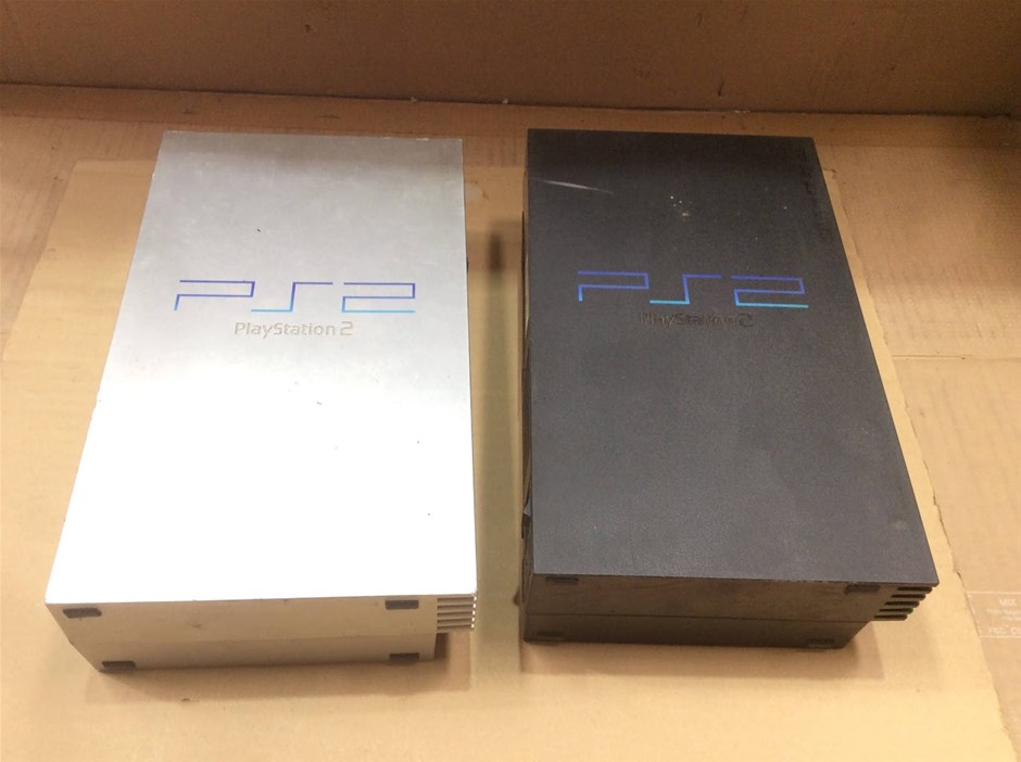 Sony PlayStation 2 (PS2) Console (Black & Silver) - (Lot of 2)