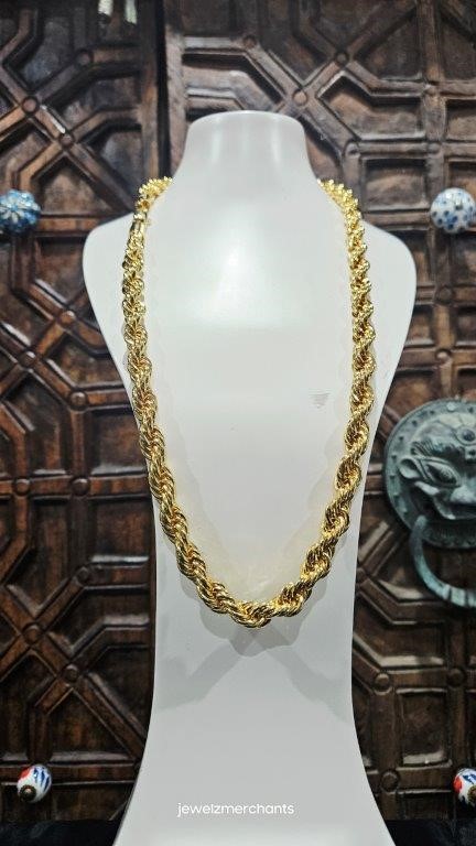 22K/Italy Stamped Yellow Gold Filled Rope Chain -70CM-11MM-Bonus Gift