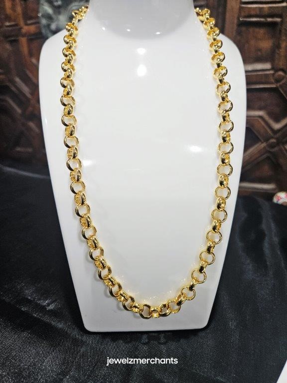 18KGold Filled/Italy Stamped Yellow Rolo Chain -50CM-8MM-Bonus Gift