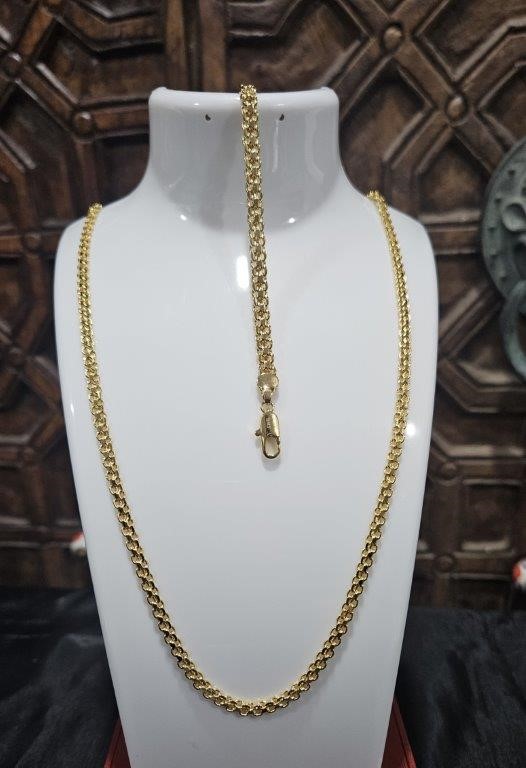 Set 18KGold Filled/Italy Stamped Yellow Chain & Bracelet-55CM-3MM- Gift